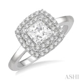 1/5 Ctw Round Cut Halo Semi-Mount Diamond Engagement Ring in 14K White Gold