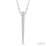 1/5 Ctw Spike Round Cut Diamond Pendant With Link Chain in 14K White Gold