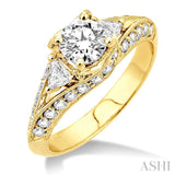 1 1/2 Ctw Diamond Engagement Ring with 5/8 Ct Round Cut Center Stone in 14K Yellow Gold