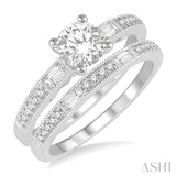 5/8 Ctw Diamond Bridal Set with 1/2 Ctw Round Cut Engagement Ring and 1/6 Ctw Wedding Band in 14K White Gold