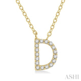 1/20 Ctw Initial 'D' Round Cut Diamond Pendant With Chain in 10K Yellow Gold