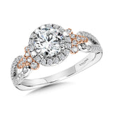 Two-Toned Split Shank Halo Engagement Ring