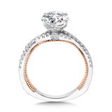 Crisscross Two-Tone & Milgrain-Beaded Hidden Accents Diamond Engagement Ring