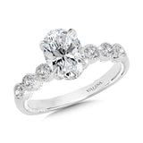 Oval-Cut, Stackable & Milgrain-Beaded Hidden Halo Diamond Engagement Ring