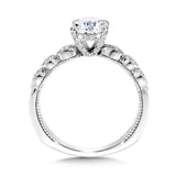 Oval-Cut, Stackable & Milgrain-Beaded Hidden Halo Diamond Engagement Ring