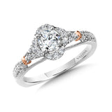 Diamond engagement ring mounting in 14k White & Rose Gold.