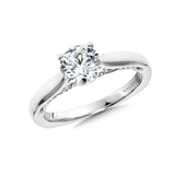 Tapered Diamond Solitaire Engagement Ring w/ Spiral Diamond Undergallery