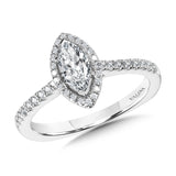 Marquise Diamond Straight Halo Engagement Ring