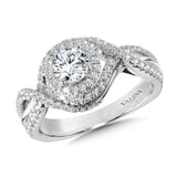 Crisscross Diamond Triple-Halo Engagement Ring