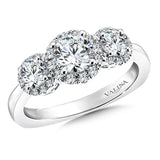 3-Stone Halo Style Engagement Ring