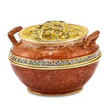 Luxury Giftware Pewter Bejeweled Crystals Gold-tone Enameled END OF THE RAINBOW Pot of Gold Trinket Box with Matching 18 Inch Necklace