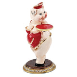 Luxury Giftware Pewter Bejeweled Crystals Gold-tone Enameled FANCY NANCY Waitress Pig Trinket Box with Matching 18 Inch Necklace