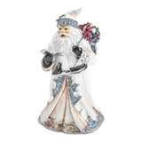Luxury Giftware Pewter Bejeweled Crystals Siver-tone Enameled ST. NICHOLAS SINTERKLAAS White Santa Trinket Box with Matching 18 Inch Necklace