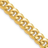 14K 9 inch 7.3mm Semi-Solid Miami Cuban with Lobster Clasp Chain