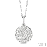 1/6 ctw Petite Volleyball Round Cut Diamond Fashion Pendant With Chain in 10K White Gold