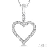 1/6 ctw Round Cut Diamond Heart Pendant in 10K White Gold with Chain