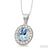 Oval Shape Gemstone & Diamond Pendant