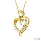 1/10 Ctw Round Cut Diamond Heart Shape Journey Pendant in 10K Yellow Gold with Chain