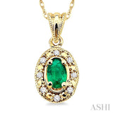 Oval Shape Gemstone & Diamond Pendant