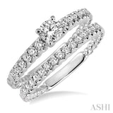 3/4 Ctw Diamond Wedding Set with 1/2 Ctw Round Cut Engagement Ring and 1/4 Ctw Wedding Band in 14K White Gold