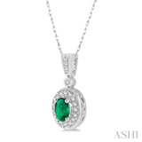 Oval Shape Gemstone & Diamond Pendant