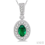 Oval Shape Gemstone & Diamond Pendant