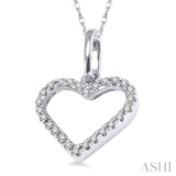 1/10 Ctw Round Cut Diamond Heart Shape Pendant in 14K White Gold with Chain