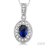 Oval Shape Gemstone & Diamond Pendant