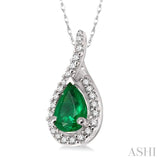 Pear Shape Gemstone & Diamond Pendant