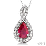 Pear Shape Gemstone & Diamond Pendant