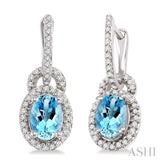 Oval Shape Gemstone & Diamond Earrings