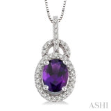 Oval Shape Gemstone & Diamond Pendant