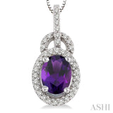 Oval Shape Gemstone & Diamond Pendant