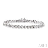 1 Ctw Round Cut Diamond X & O Link Bracelet in 10K White Gold