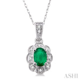 Oval Shape Gemstone & Diamond Pendant