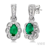 Oval Shape Gemstone & Diamond Earrings