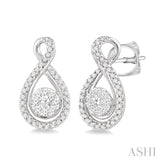 1/2 Ctw Lovebright Round Cut Diamond Earrings in 14K White Gold