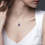 Silver Gemstone & Diamond Pendant