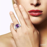 Silver Gemstone & Diamond Ring