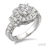 1 Ctw Diamond Semi-Mount Engagement Ring in 14K White Gold