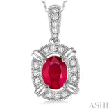 Oval Shape Gemstone & Diamond Pendant