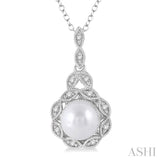 Silver Pearl & Diamond Pendant