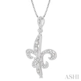 1/3 Ctw Round Cut Diamond Fleur De Lis Pendant in 14K White Gold with Chain