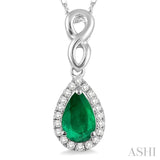 Pear Shape Gemstone & Diamond Pendant