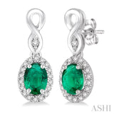 Oval Shape Gemstone & Diamond Earrings