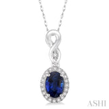 Oval Shape Gemstone & Diamond Pendant