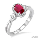 Oval Shape Gemstone & Diamond Ring