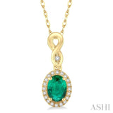 Oval Shape Gemstone & Diamond Pendant