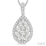 2 Ctw Pear Shape Diamond Lovebright Pendant in 14K White Gold with Chain