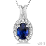 Oval Shape Gemstone & Diamond Pendant